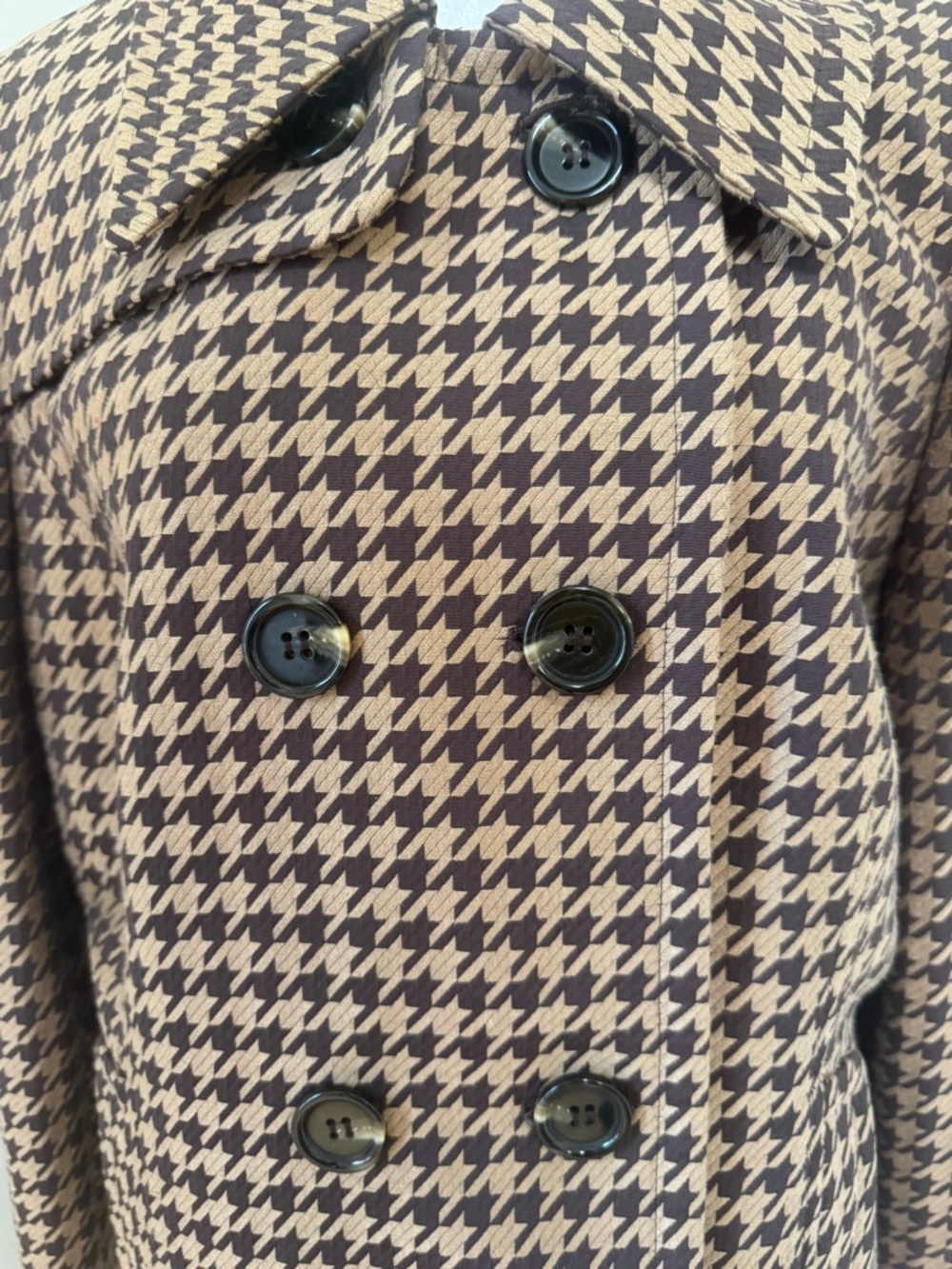 Nine West Brown Houndstooth Double-Breasted Pea Coat - Picture 4 of 16